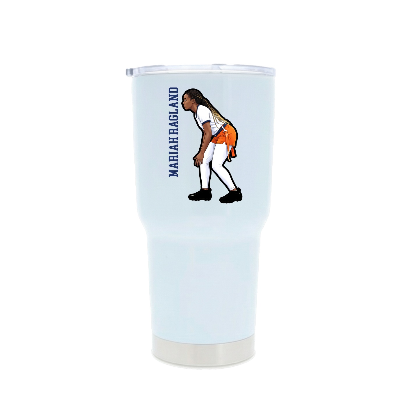 30oz Stainless Steel Tumbler — Name Vertical in White