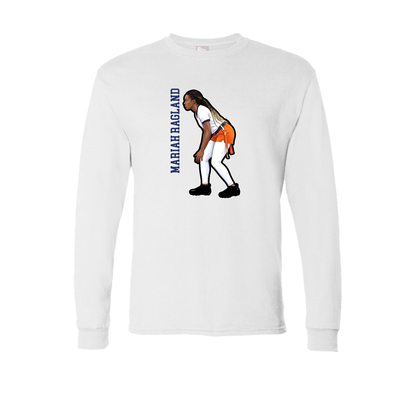 Long Sleeve Tee — Name Vertical in White