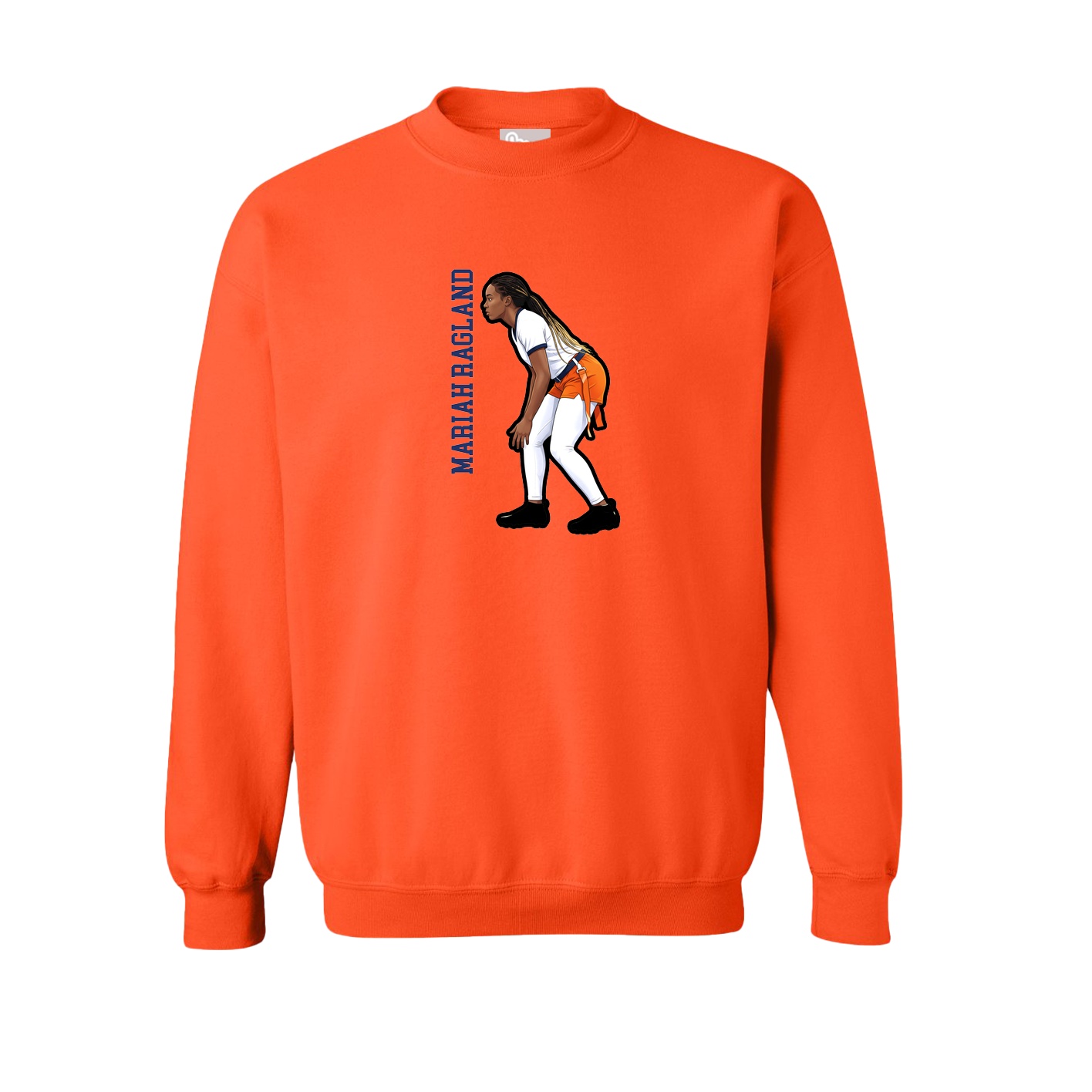 Fleece Crew — Name Vertical in Orange