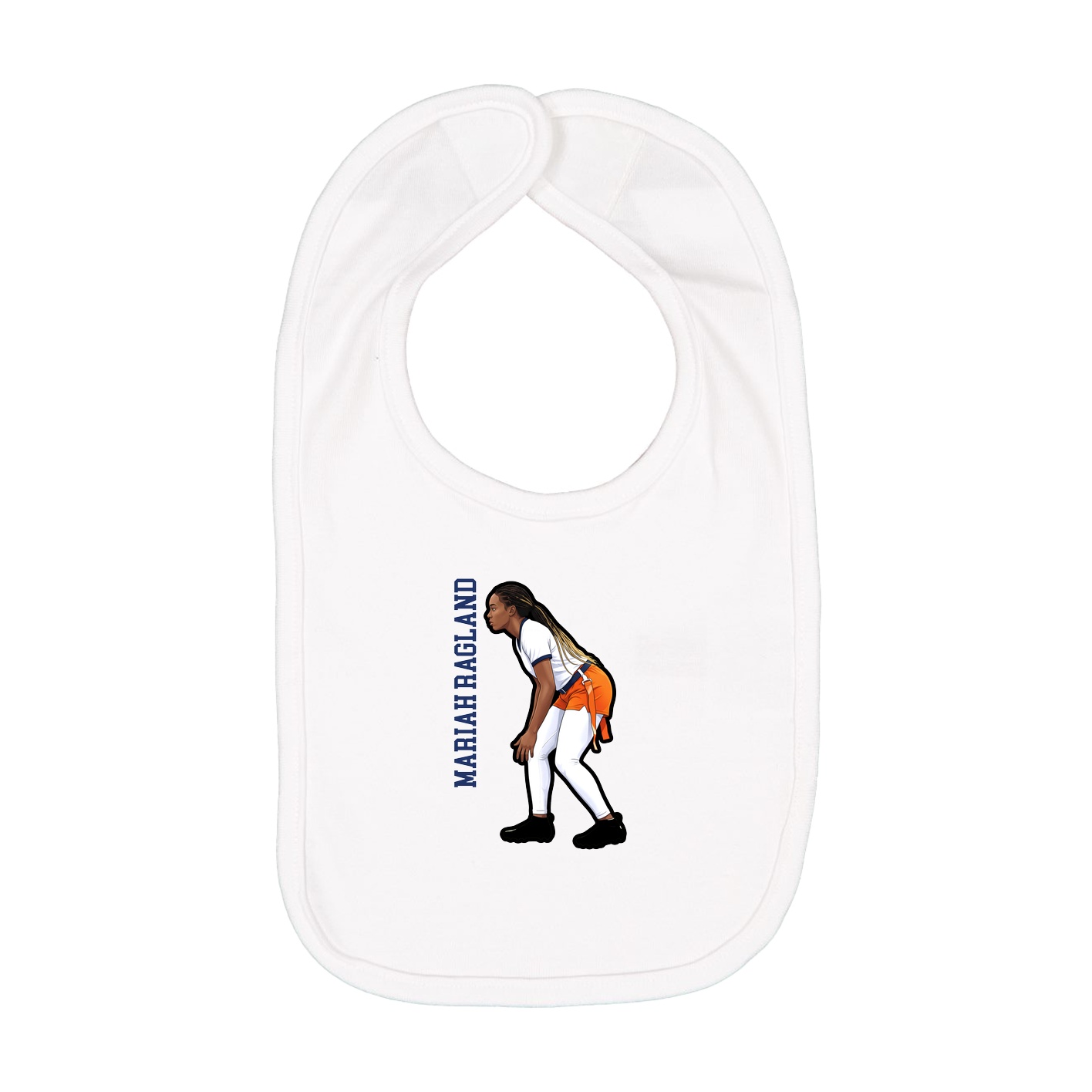 Infant Bib — Name Vertical in White