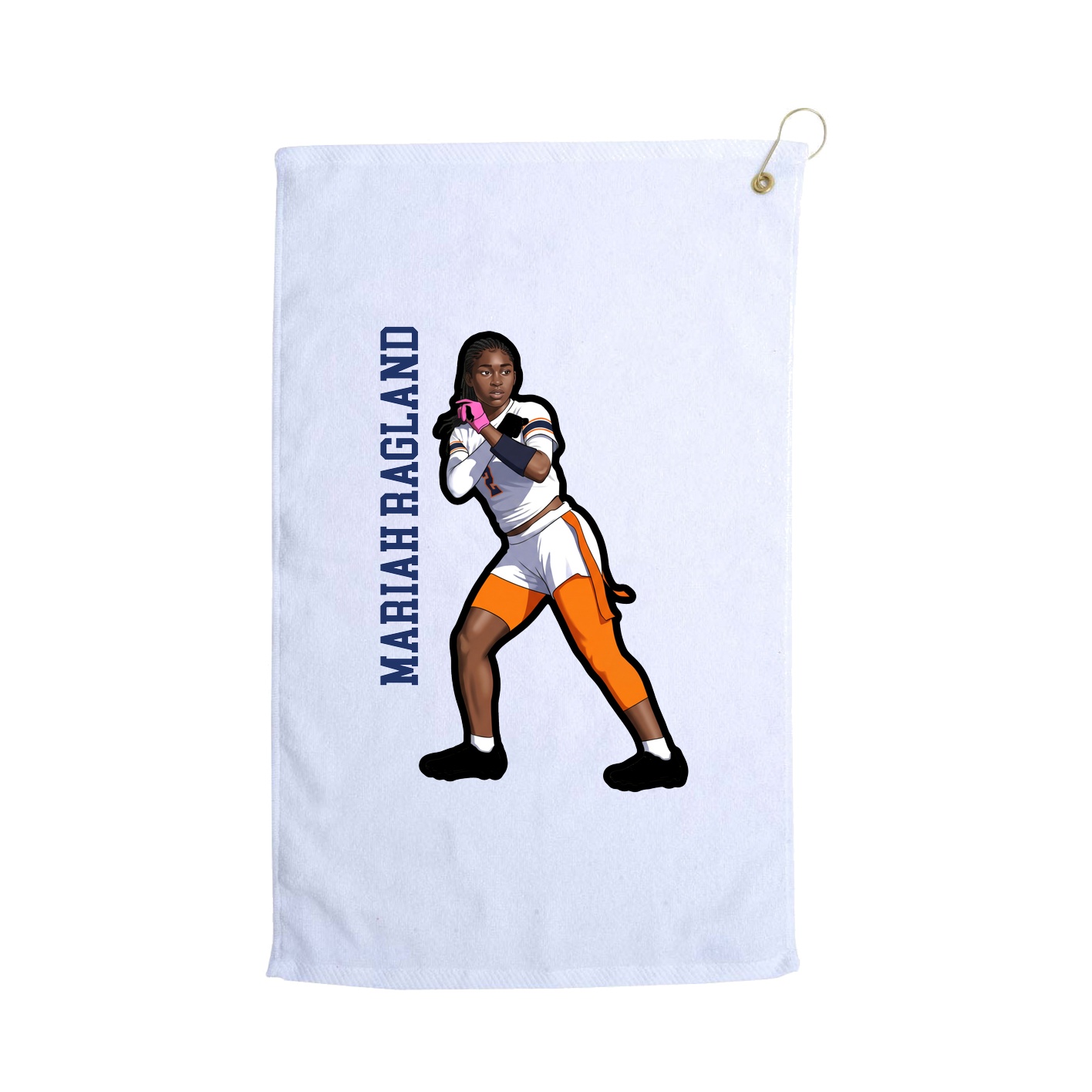 Golf Towel — Name Vertical in White
