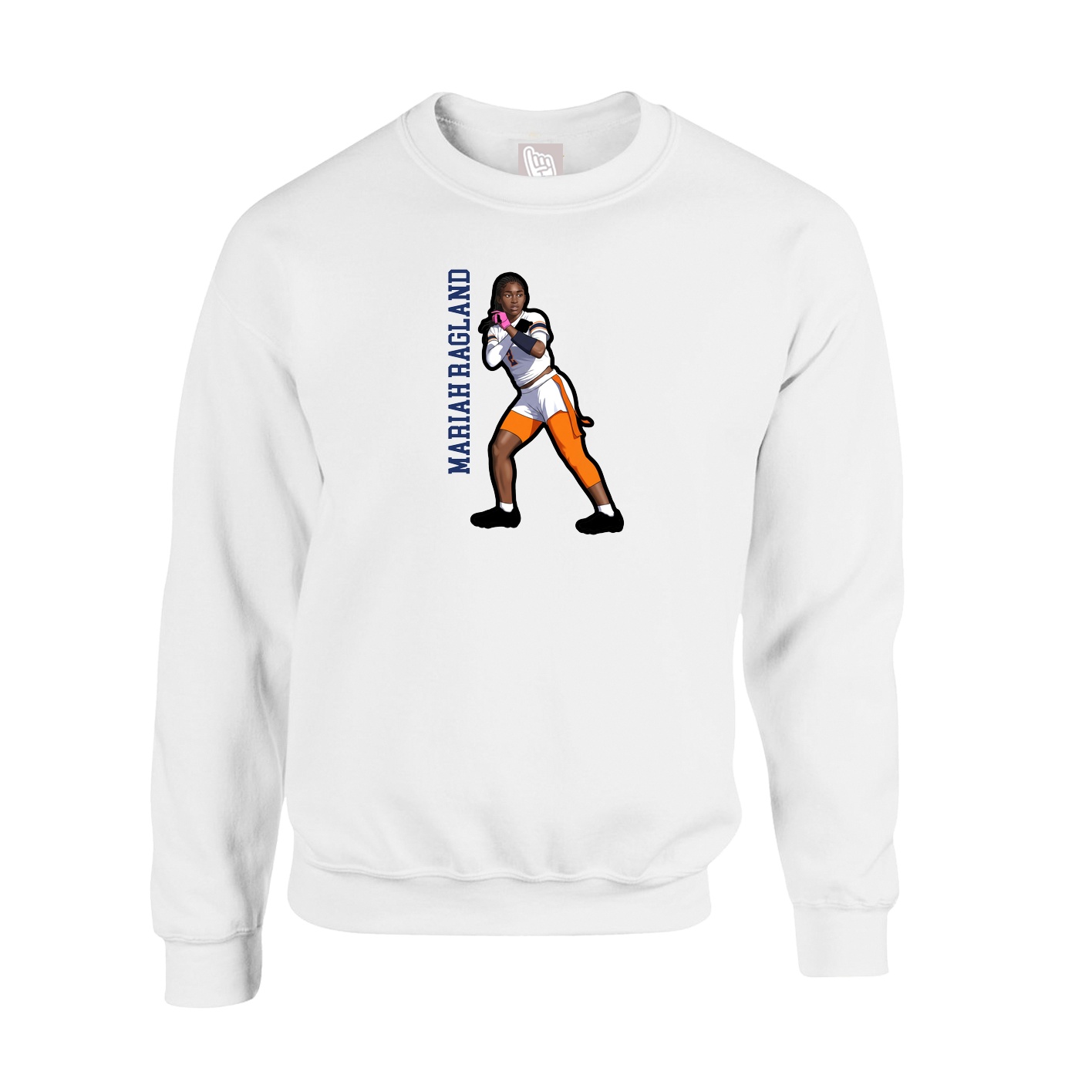 Fleece Crew — Name Vertical in White