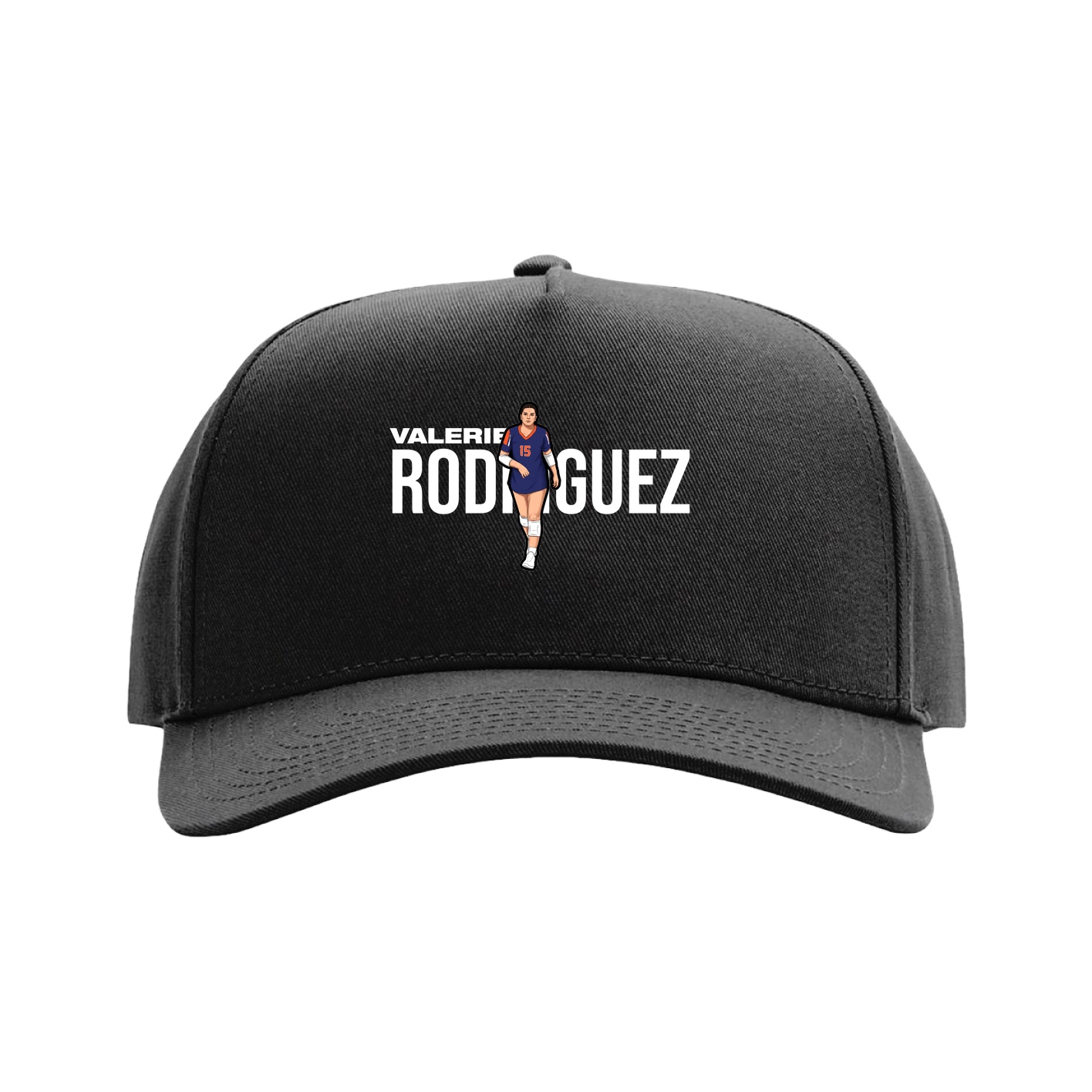 Full Fabric Five-Panel Champ Cap — Player Name in Black