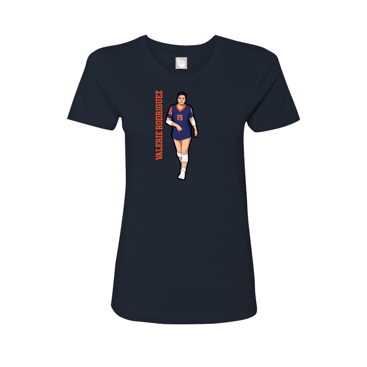 Fitted Women's Tee — Name Vertical in Navy