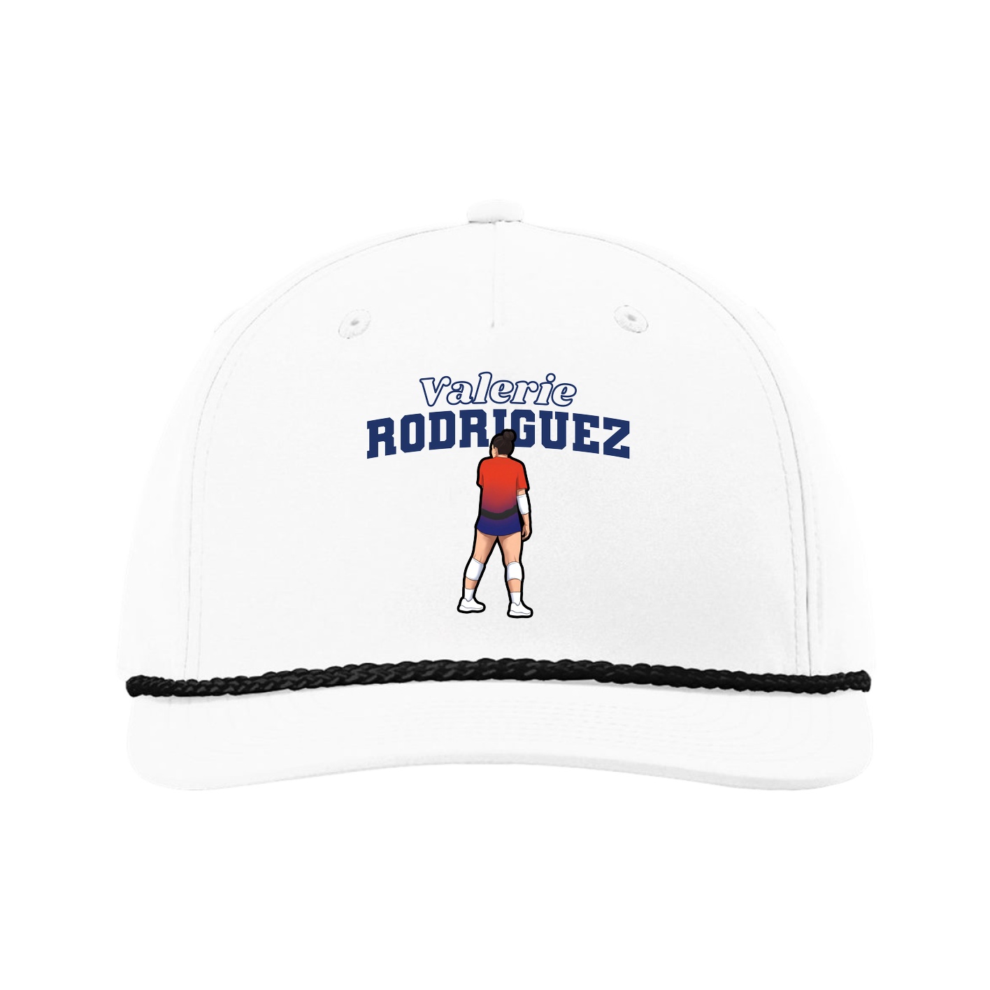 Five-Panel Classic Rope Cap — Name Arch in White