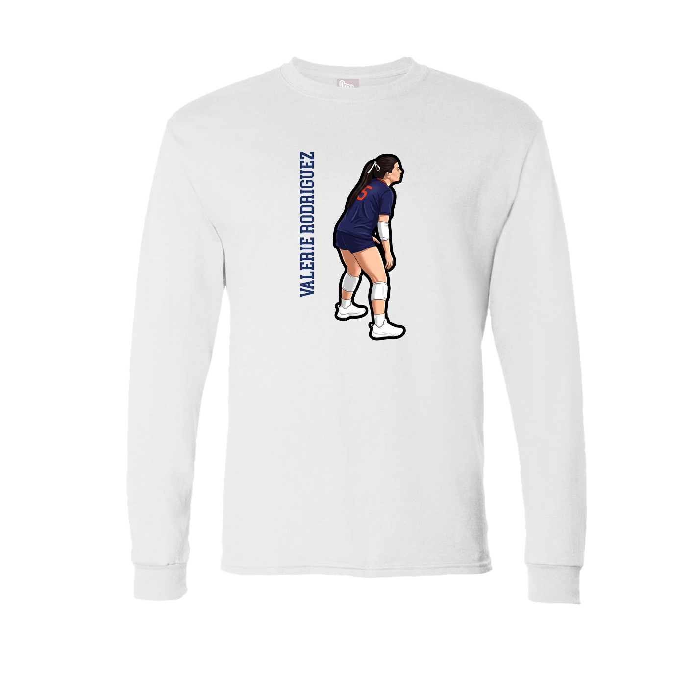 Long Sleeve Tee — Name Vertical in White