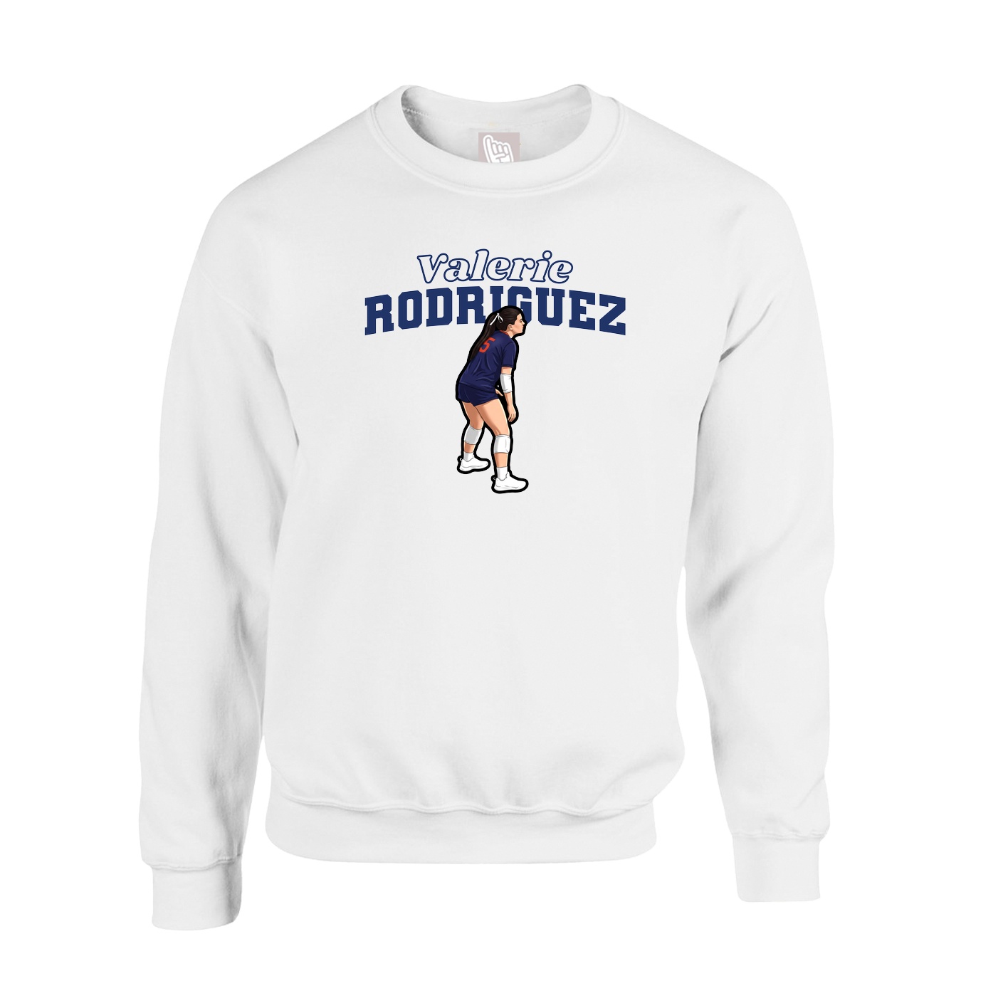 Fleece Crew — Name Arch in White