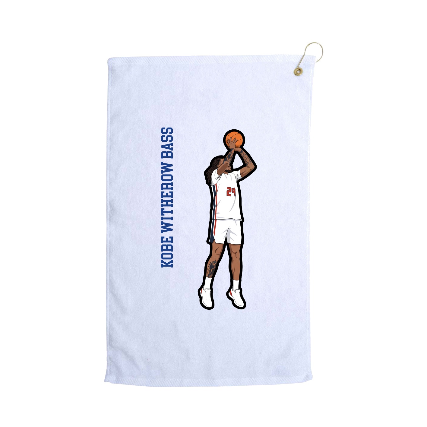Golf Towel — Name Vertical in White
