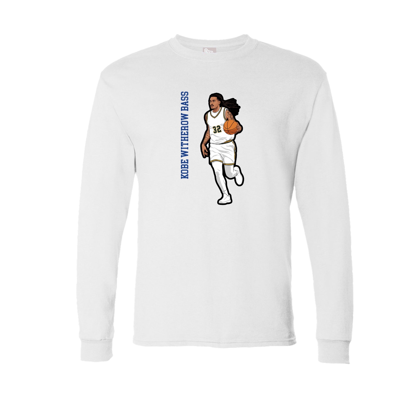 Long Sleeve Tee — Name Vertical in White