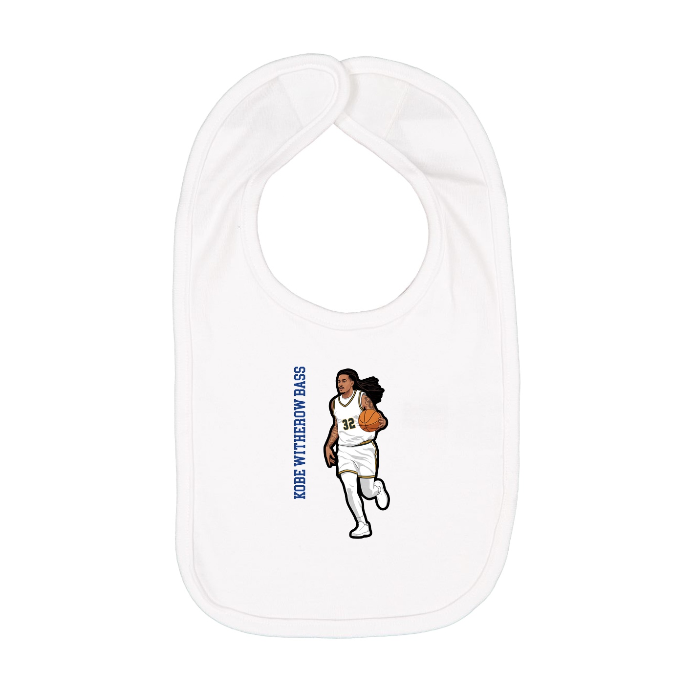Infant Bib — Name Vertical in White