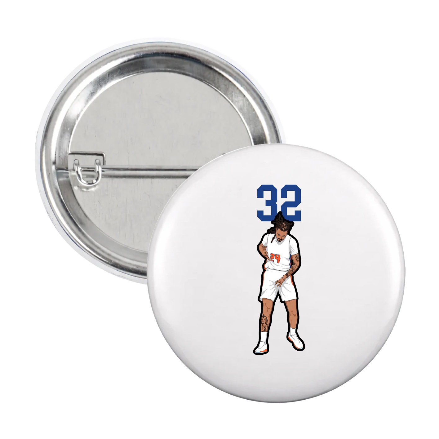 Game Day Button — Number Top in White