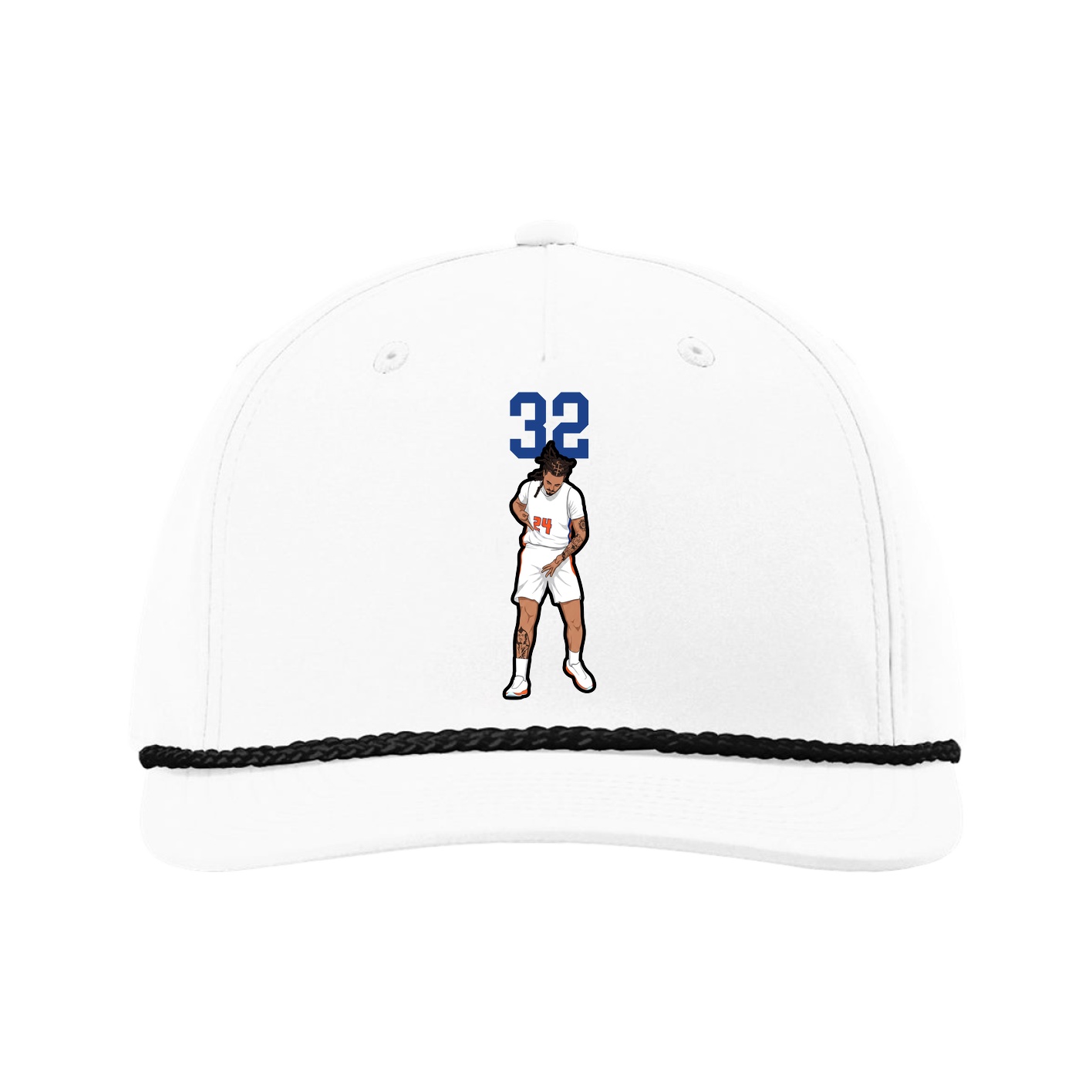 Five-Panel Classic Rope Cap — Number Top in White