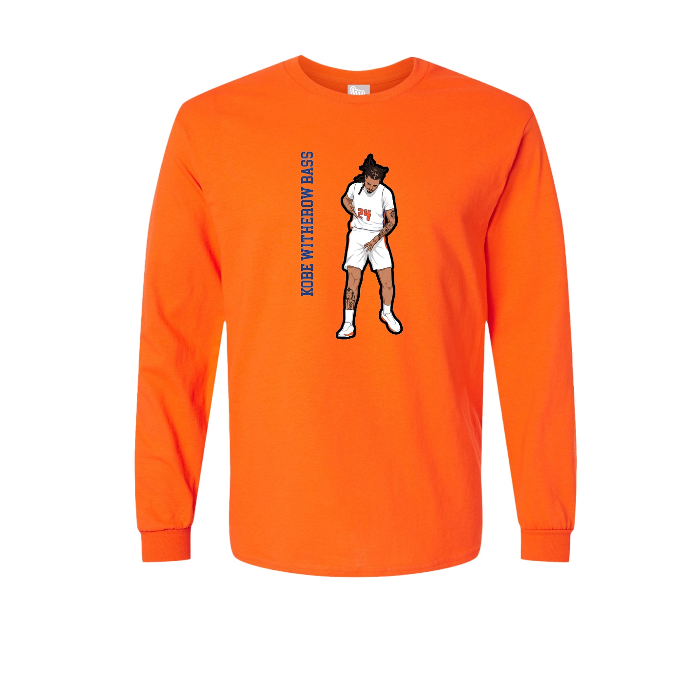 Long Sleeve Tee — Name Vertical in Orange