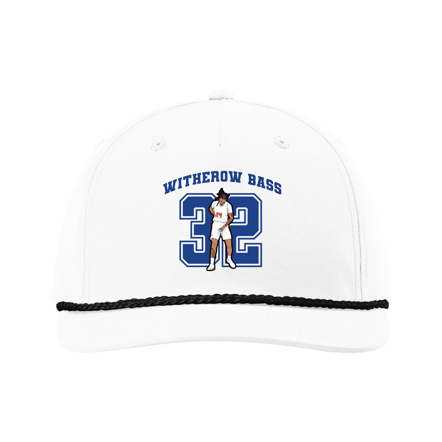 Five-Panel Classic Rope Cap — Number in White