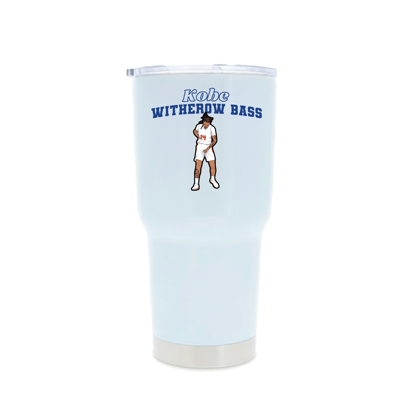 30oz Stainless Steel Tumbler — Name Arch in White