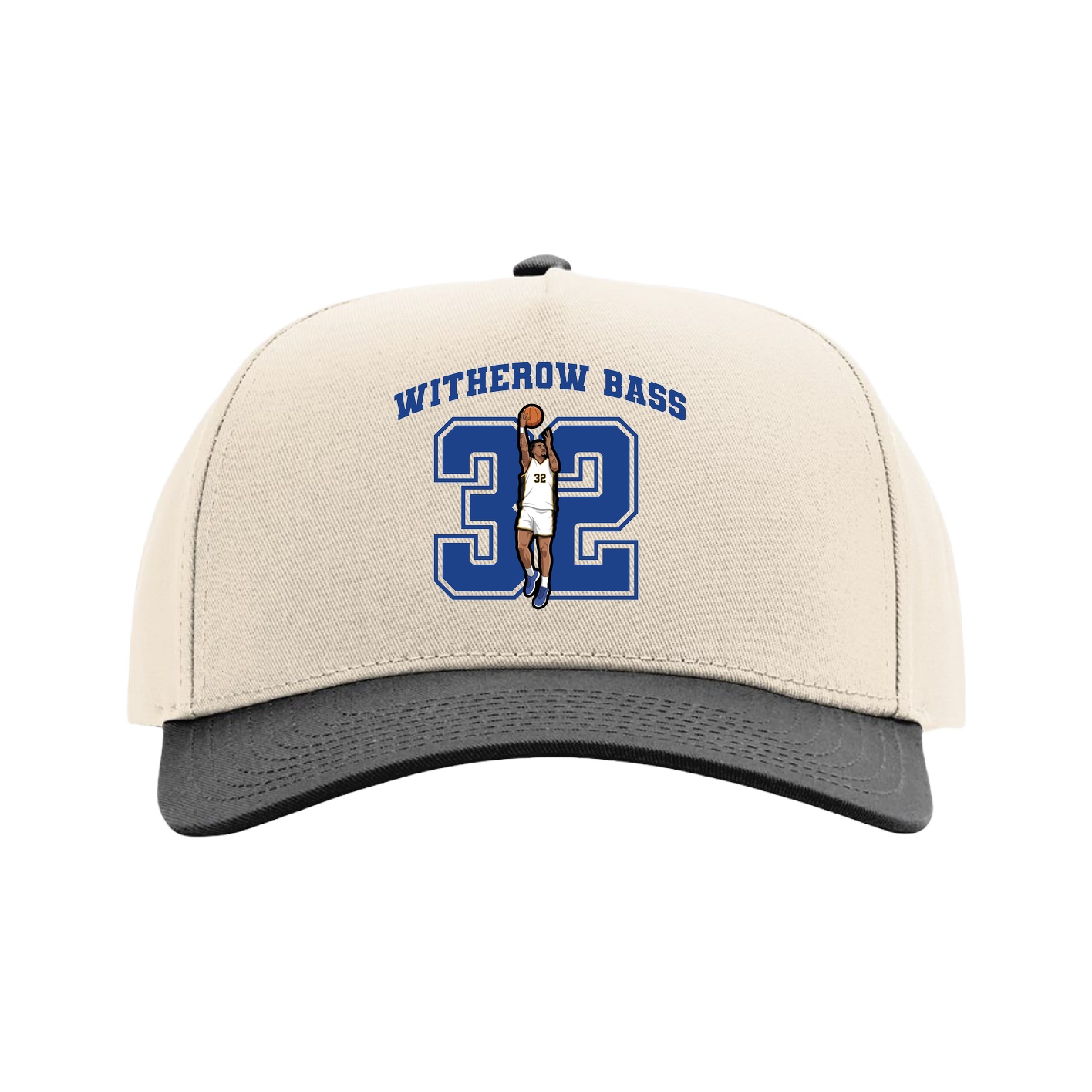 Full Fabric Five-Panel Champ Cap — Number in Cream/Black
