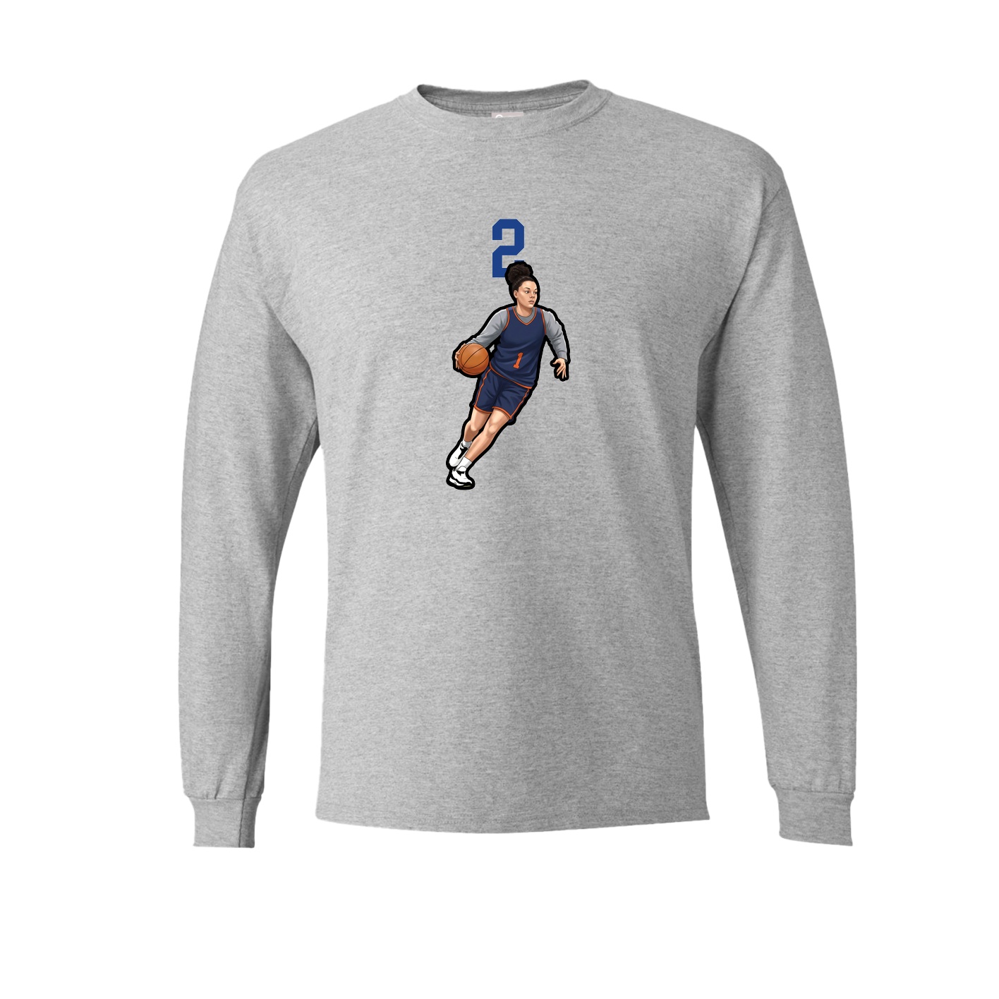 Long Sleeve Tee — Number Top in Grey