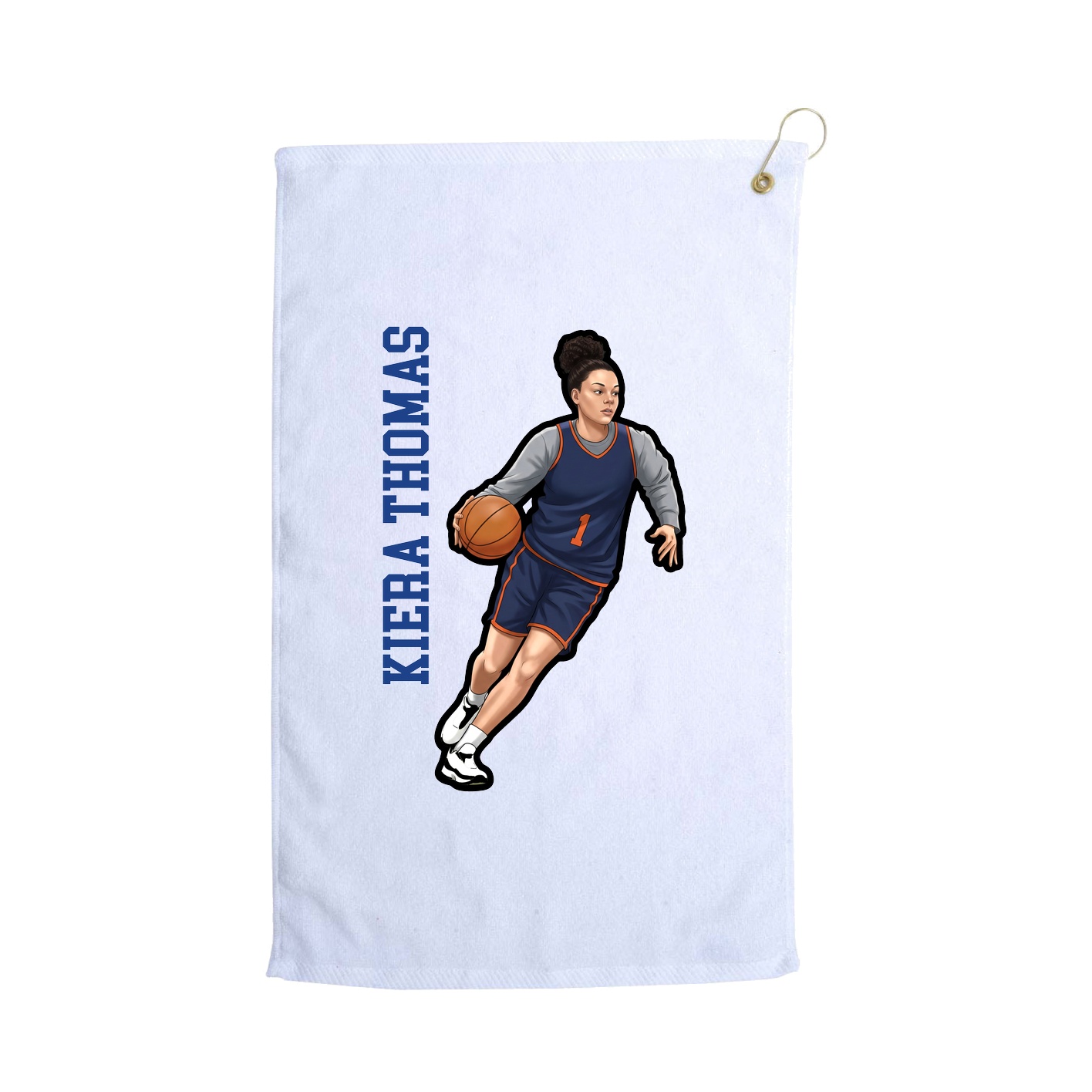 Golf Towel — Name Vertical in White