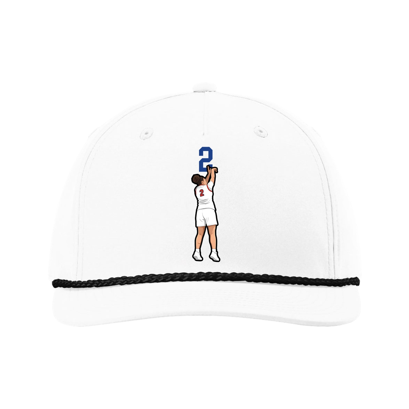 Five-Panel Classic Rope Cap — Number Top in White