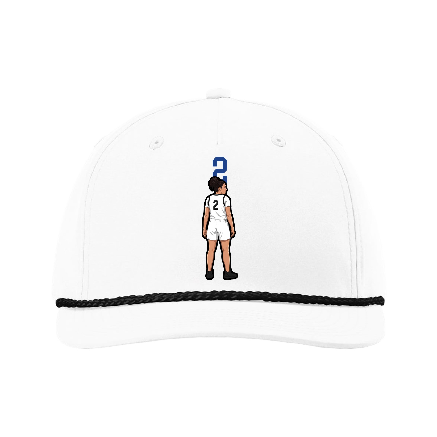 Five-Panel Classic Rope Cap — Number Top in White