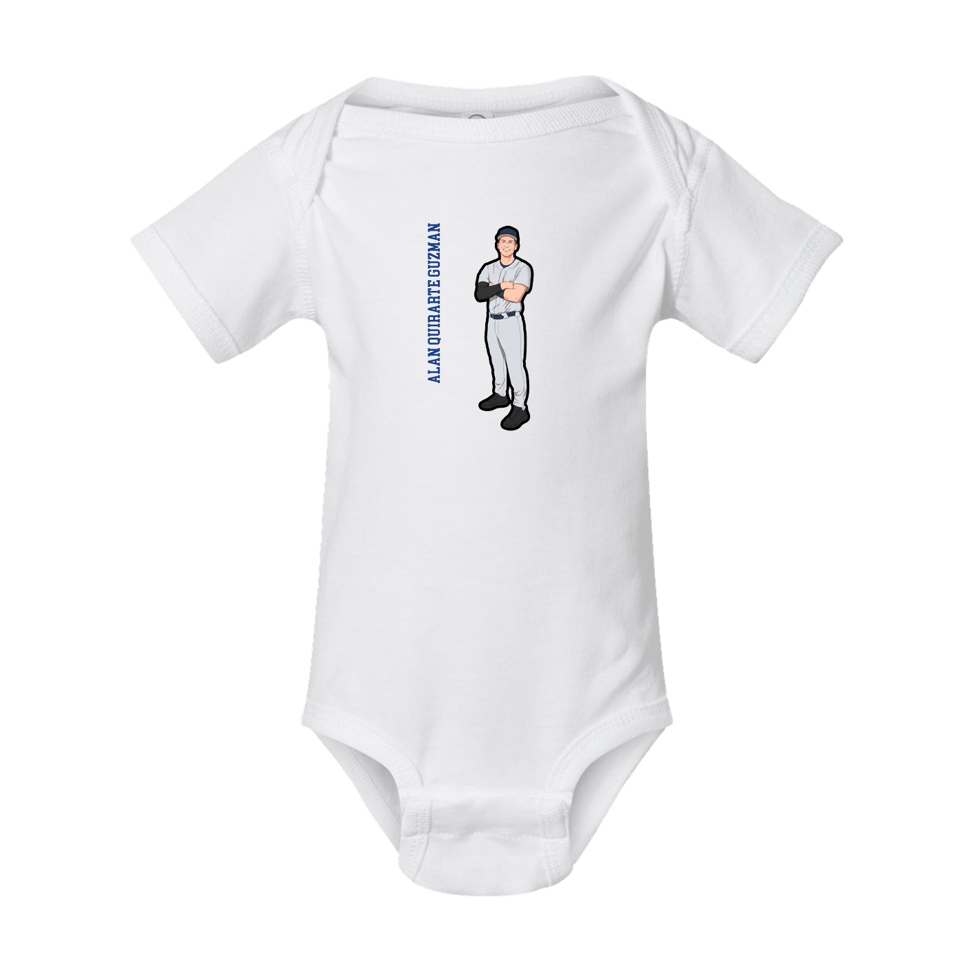 Baby Onesie — Name Vertical in White