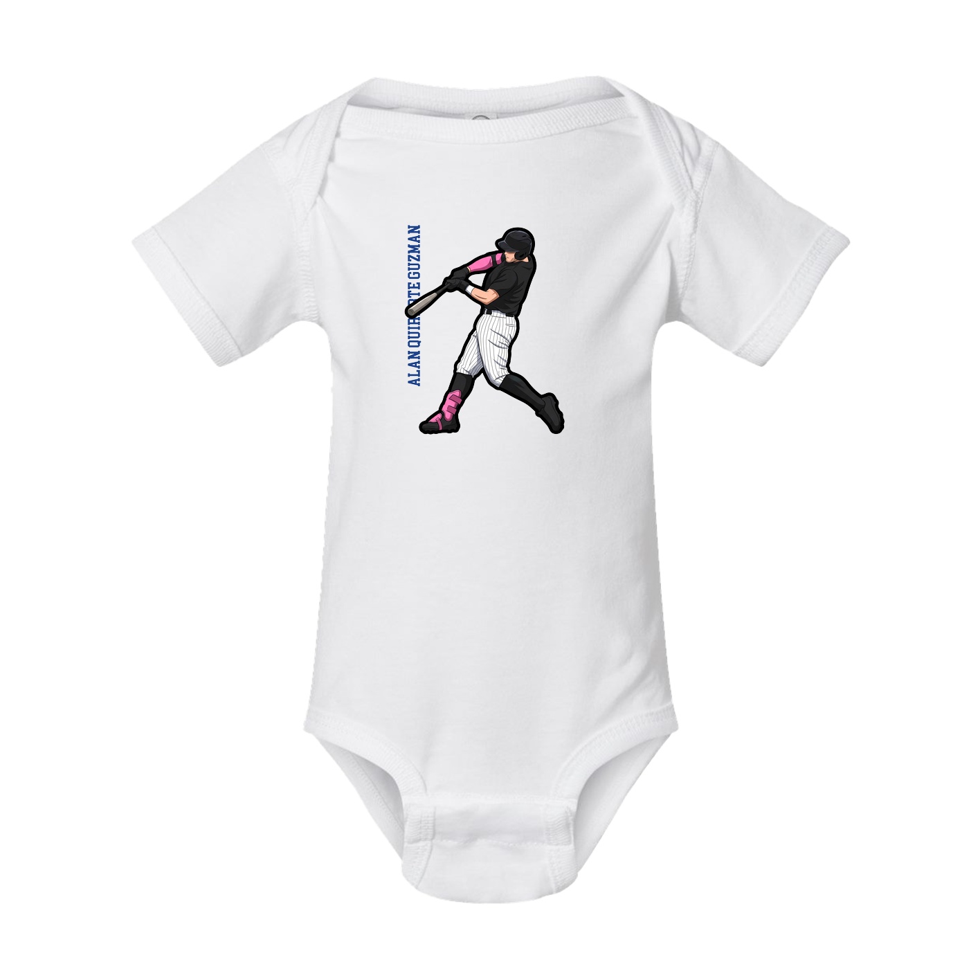 Baby Onesie — Name Vertical in White