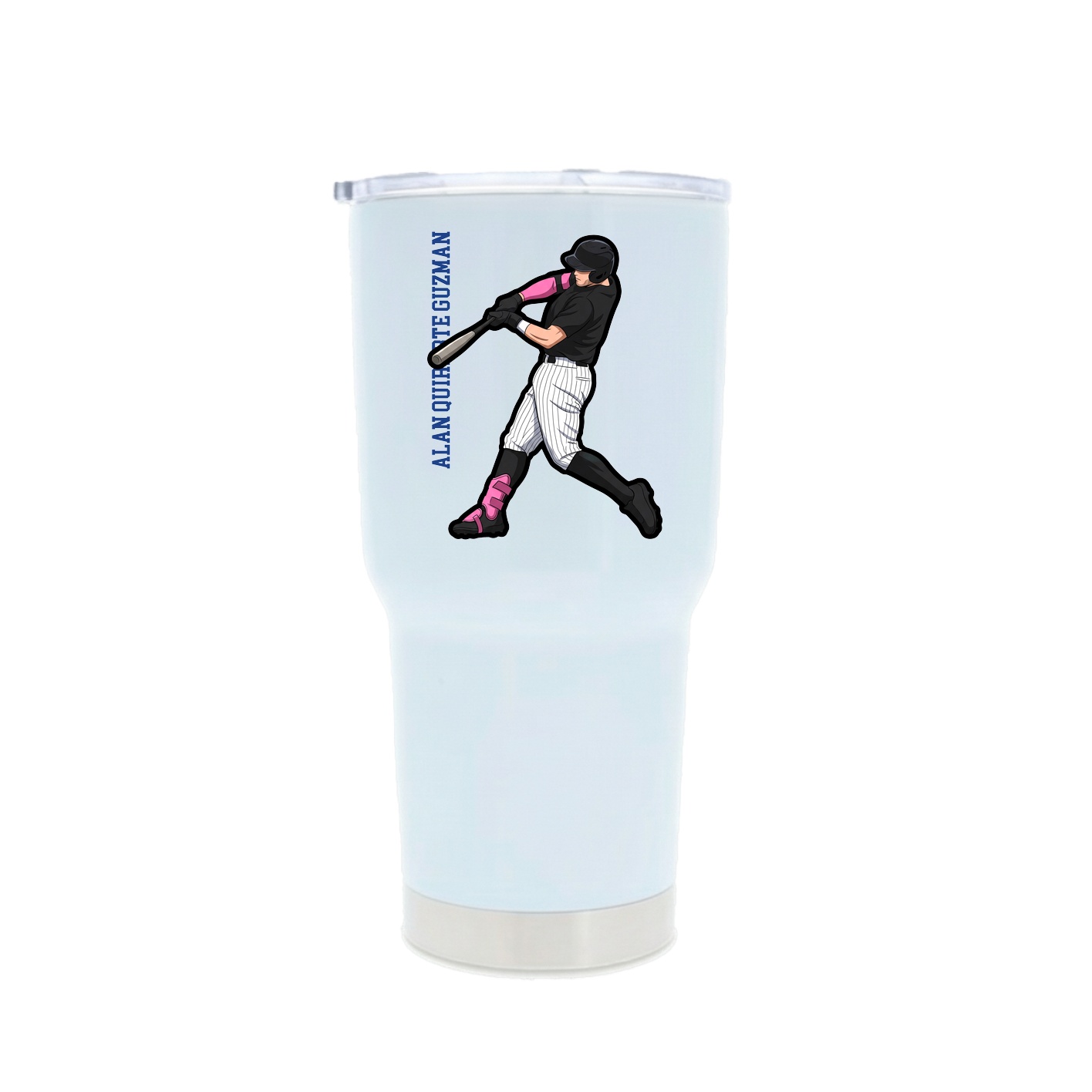 30oz Stainless Steel Tumbler — Name Vertical in White