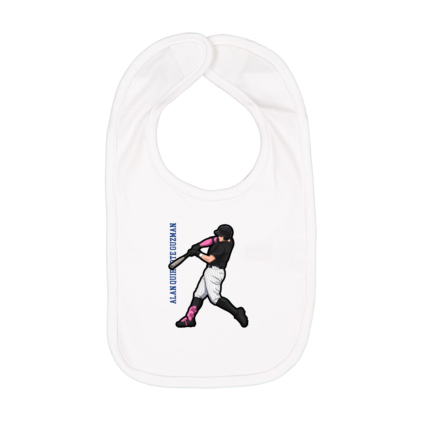 Infant Bib — Name Vertical in White