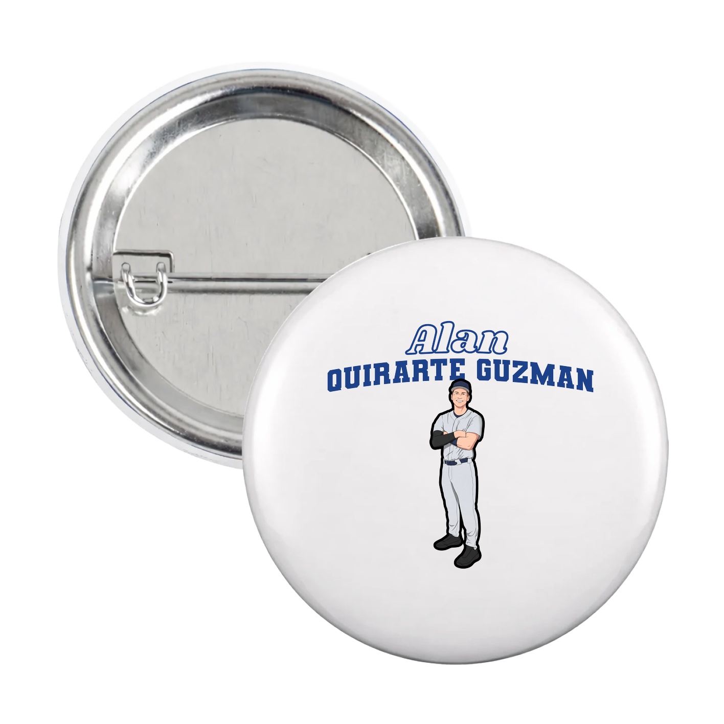 Game Day Button — Name Arch in White
