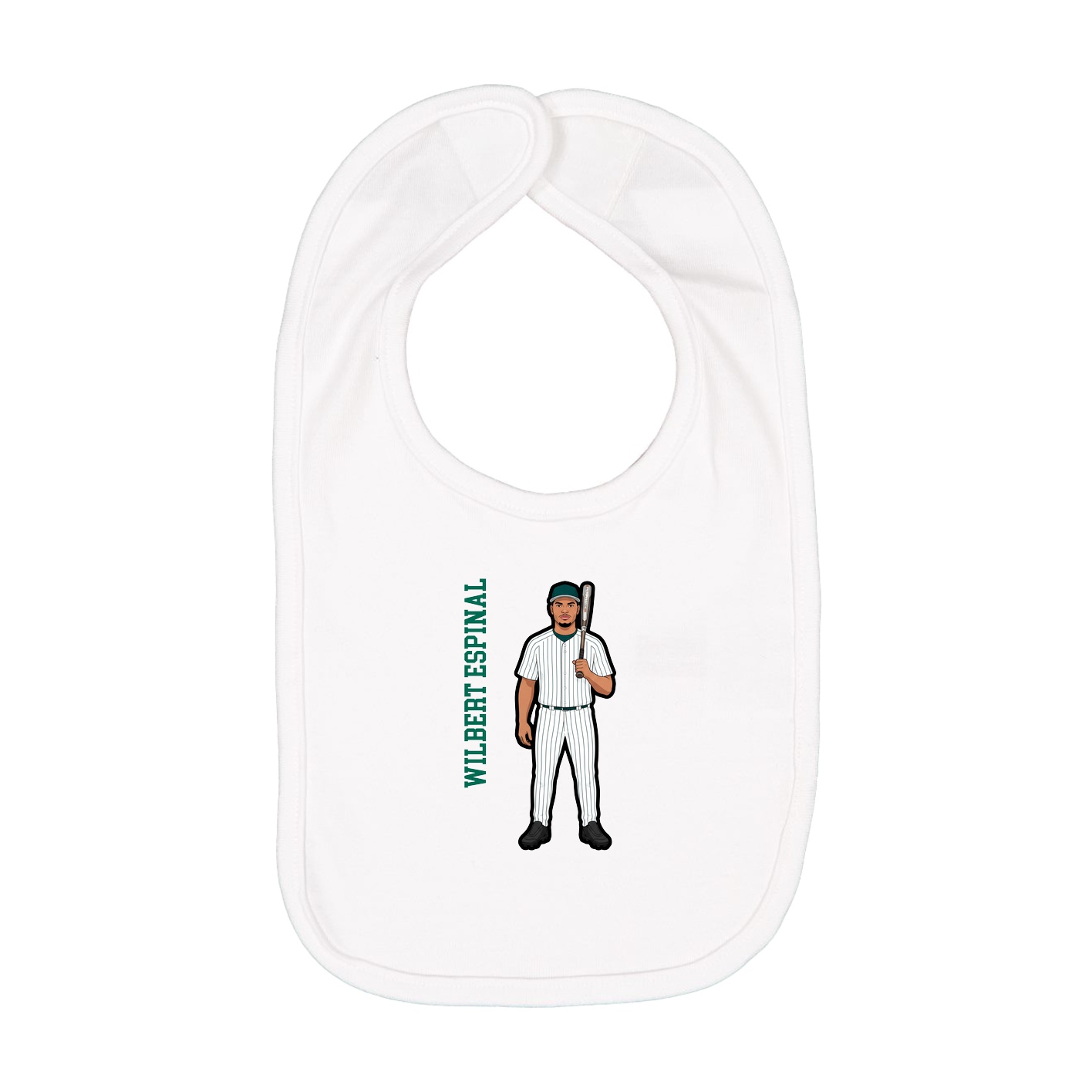 Infant Bib — Name Vertical in White