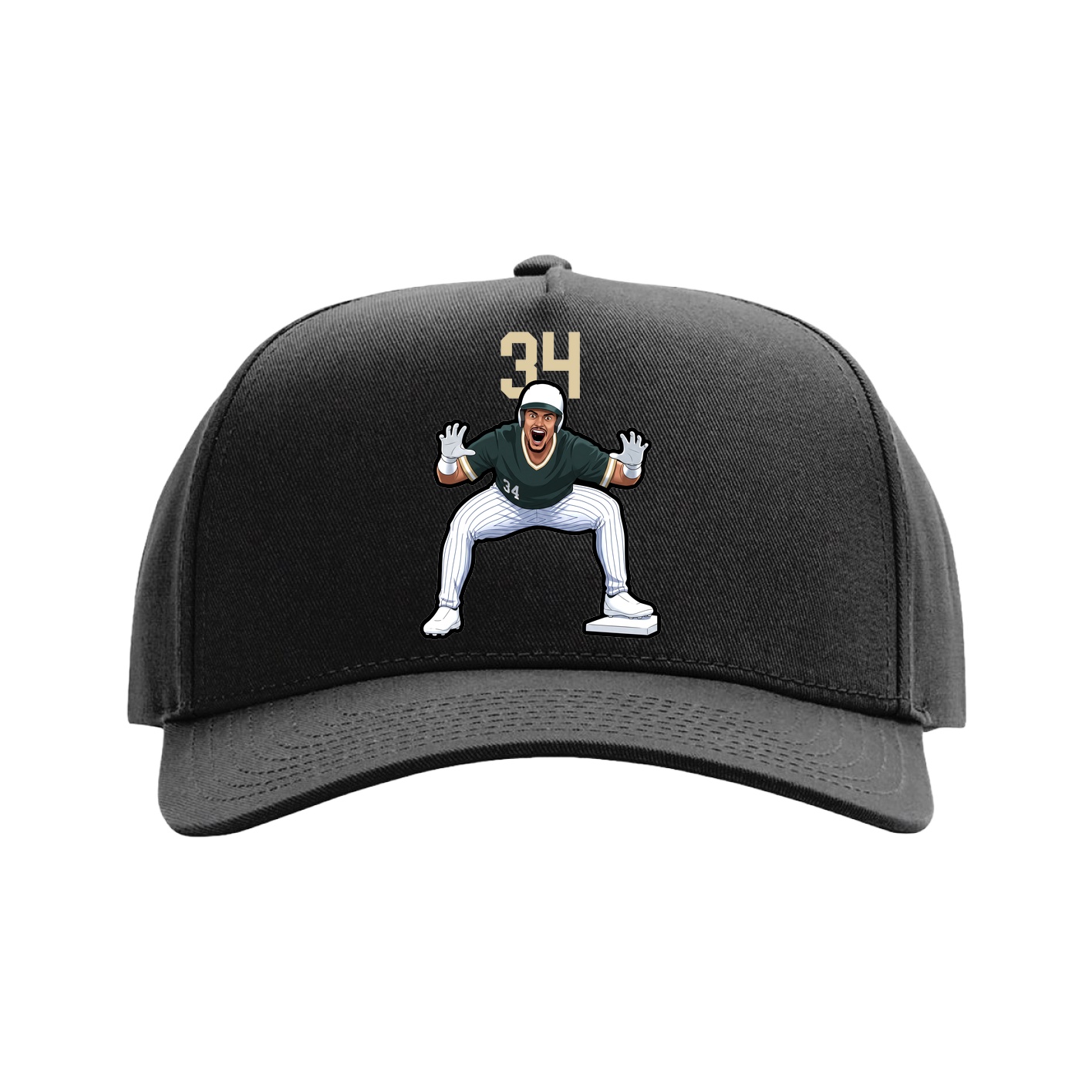 Full Fabric Five-Panel Champ Cap — Number Top in Black