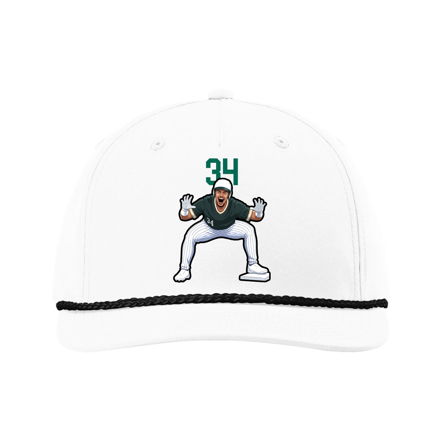 Five-Panel Classic Rope Cap — Number Top in White