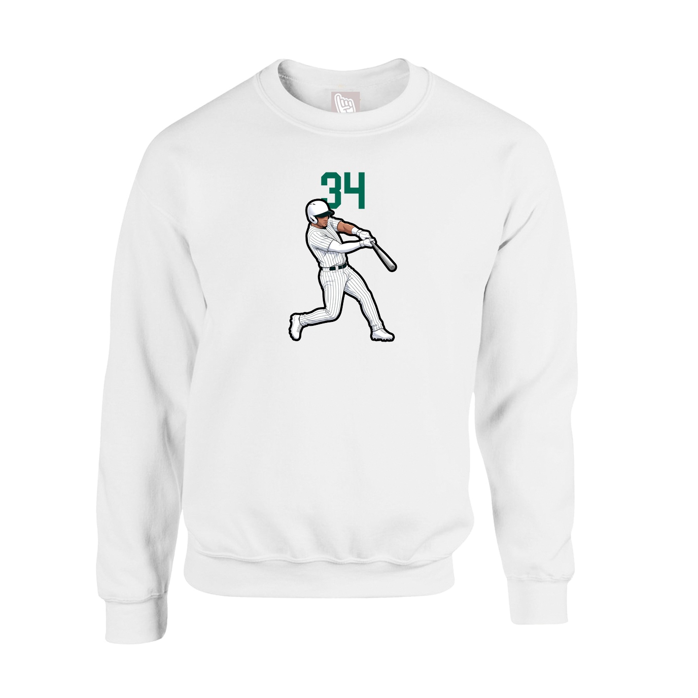Fleece Crew — Number Top in White
