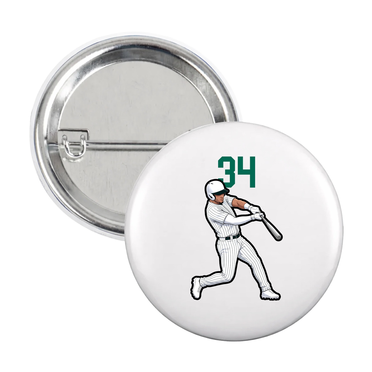 Game Day Button — Number Top in White