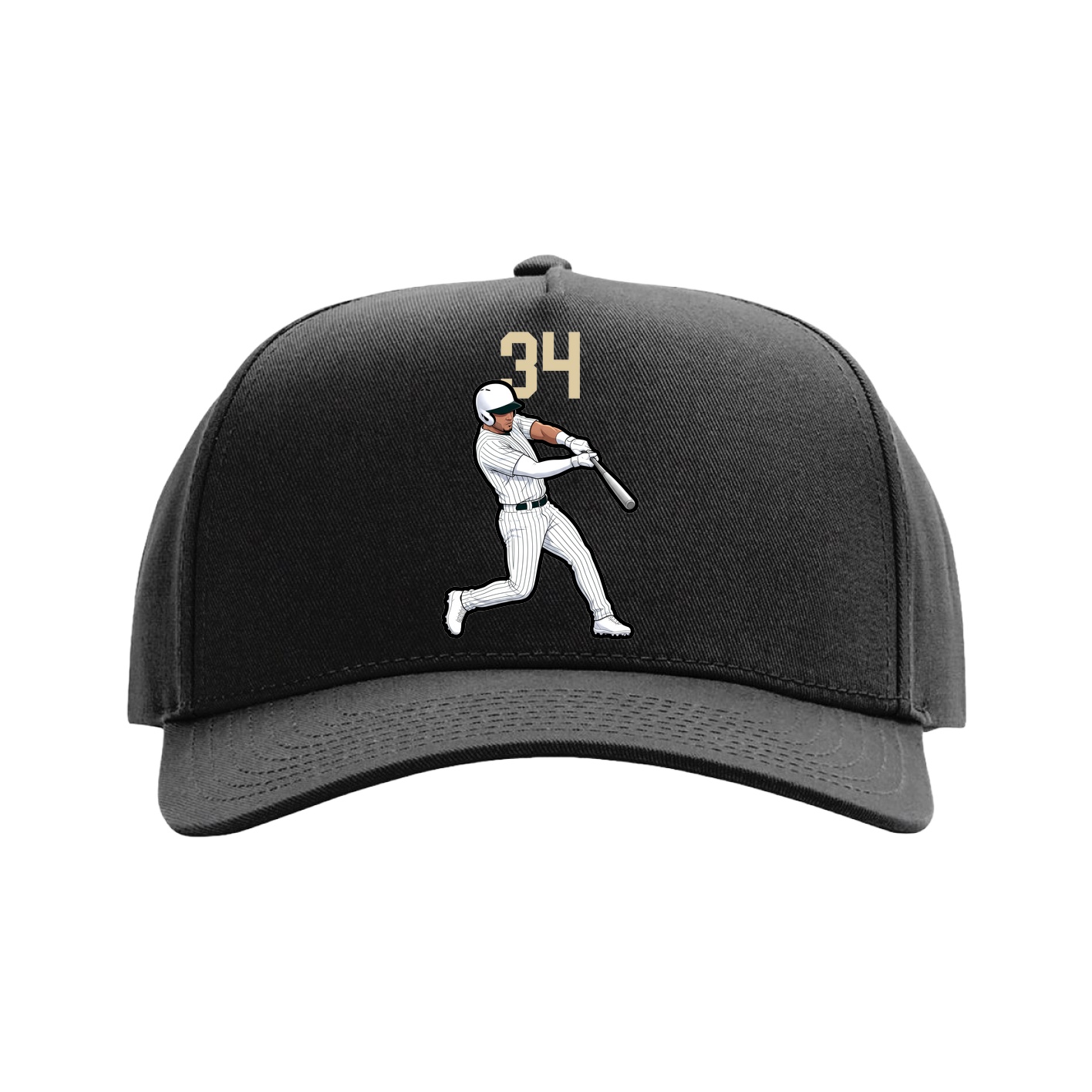 Full Fabric Five-Panel Champ Cap — Number Top in Black