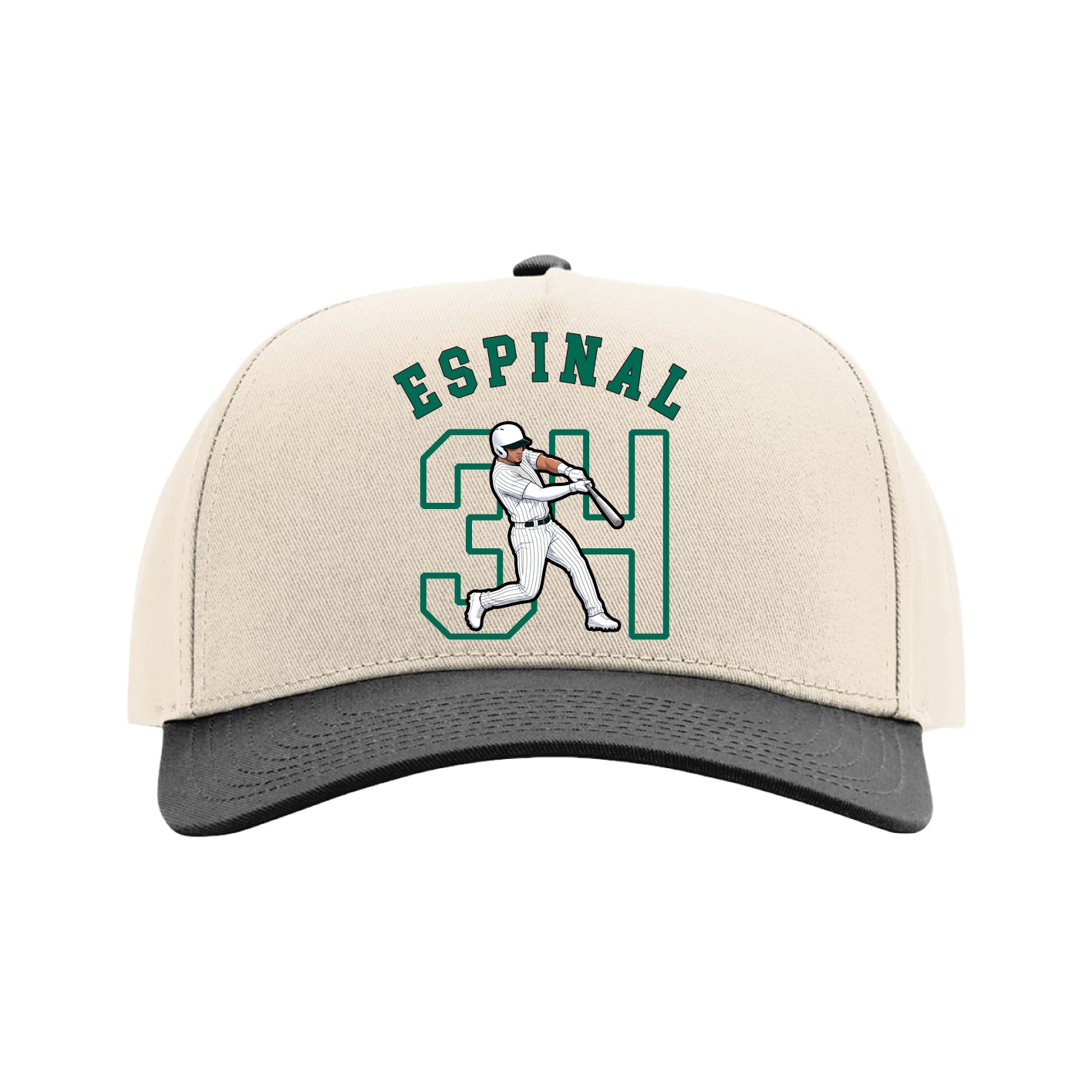 Full Fabric Five-Panel Champ Cap — Shirsey Arch in Cream/Black