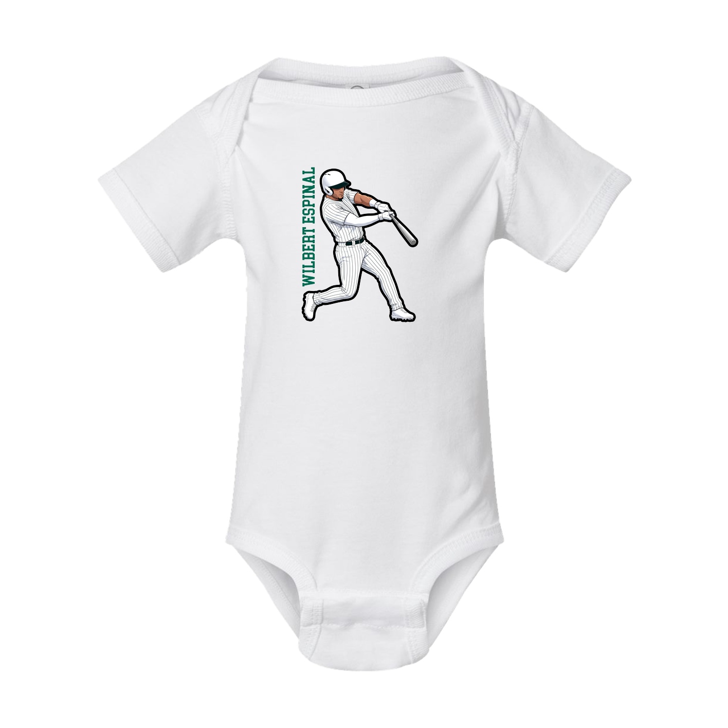 Baby Onesie — Name Vertical in White