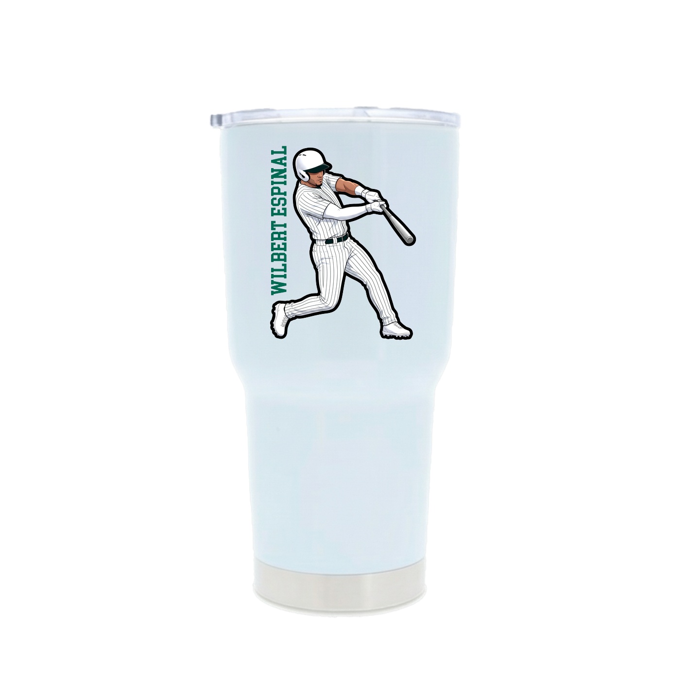 30oz Stainless Steel Tumbler — Name Vertical in White