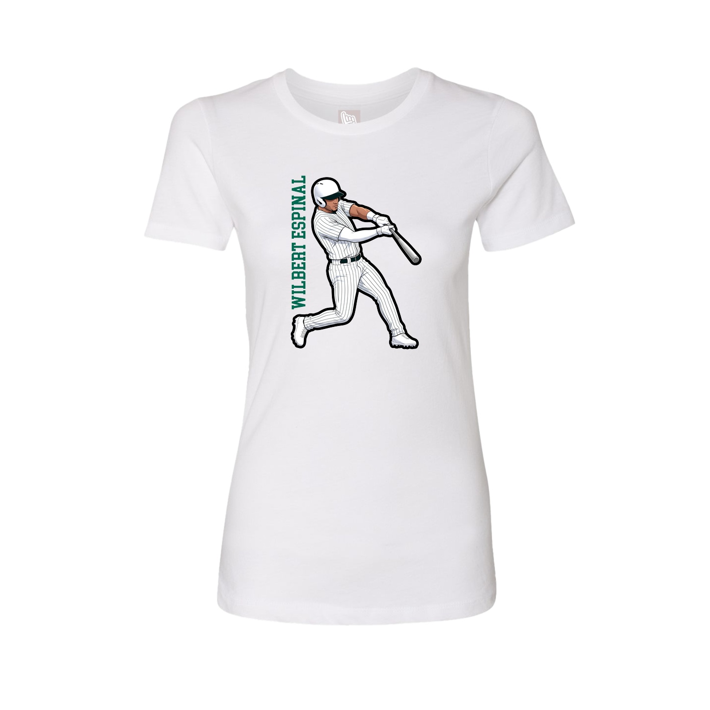 Womens Tee — Name Vertical in White