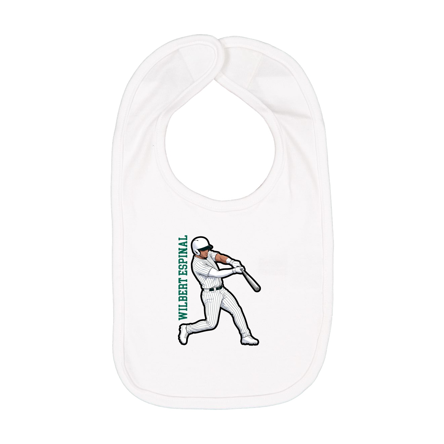 Infant Bib — Name Vertical in White