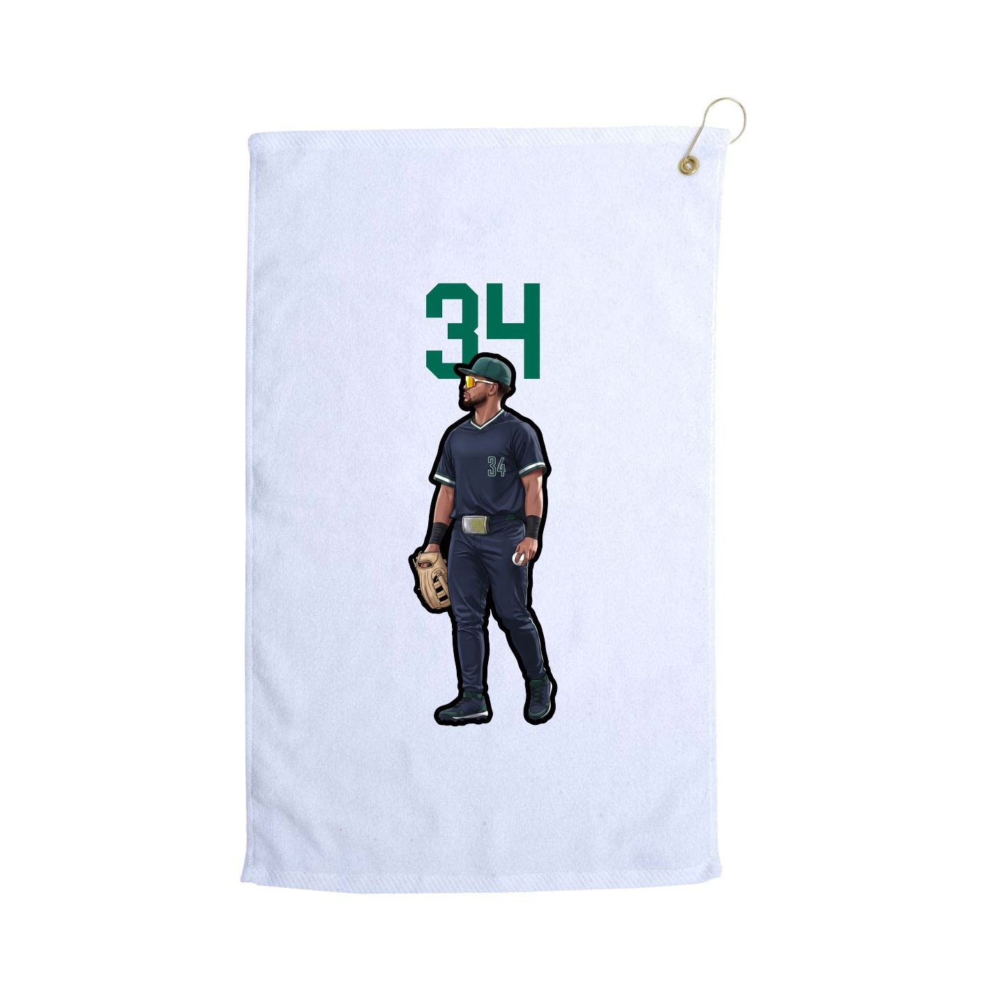 Golf Towel — Number Top in White