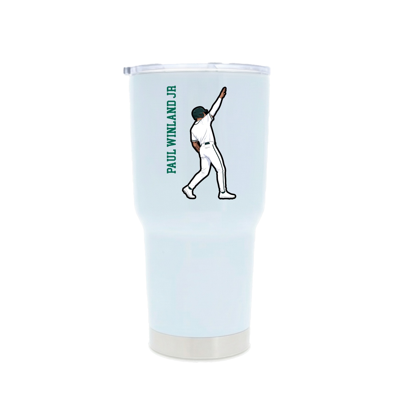 30oz Stainless Steel Tumbler — Name Vertical in White