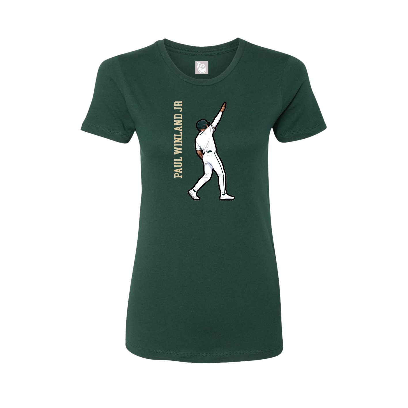 Fitted Women's Tee — Name Vertical in Green