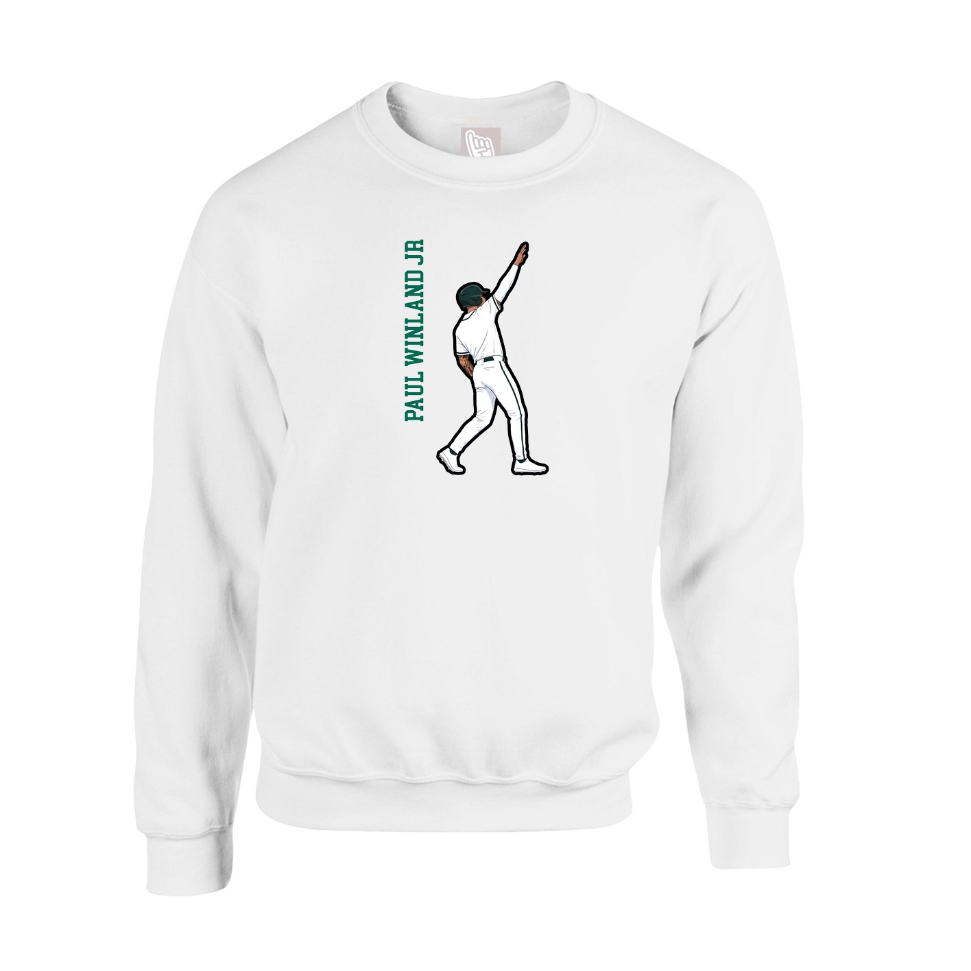 Fleece Crew — Name Vertical in White