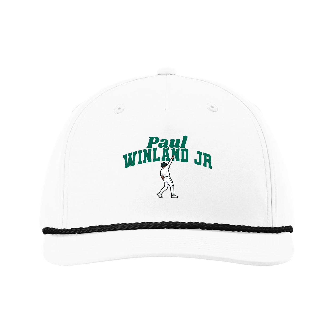 Five-Panel Classic Rope Cap — Signature Arch in White