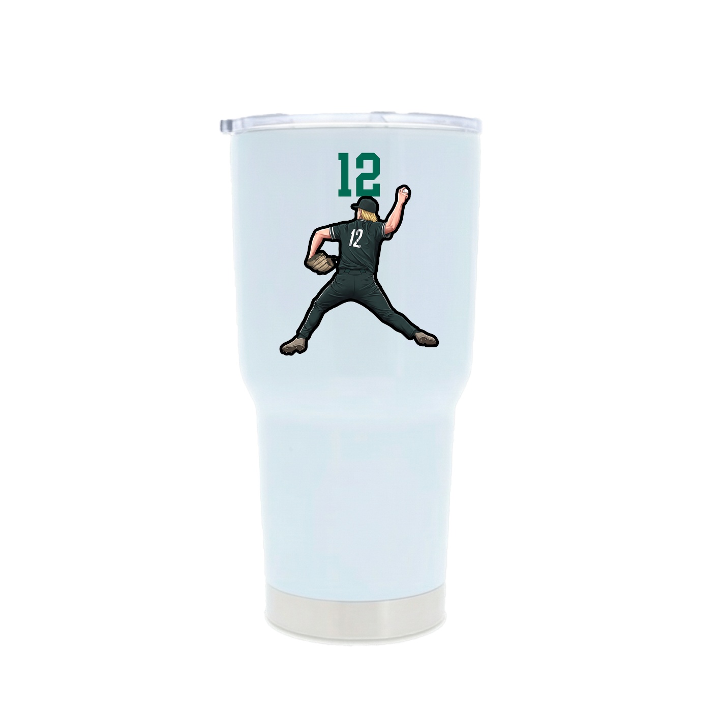 30oz Stainless Steel Tumbler — Number Top in White