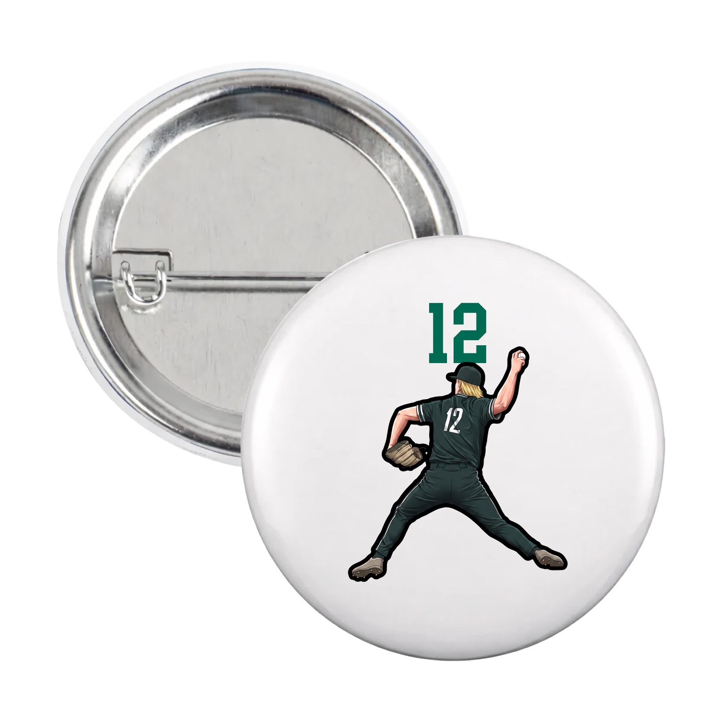 Game Day Button — Number Top in White