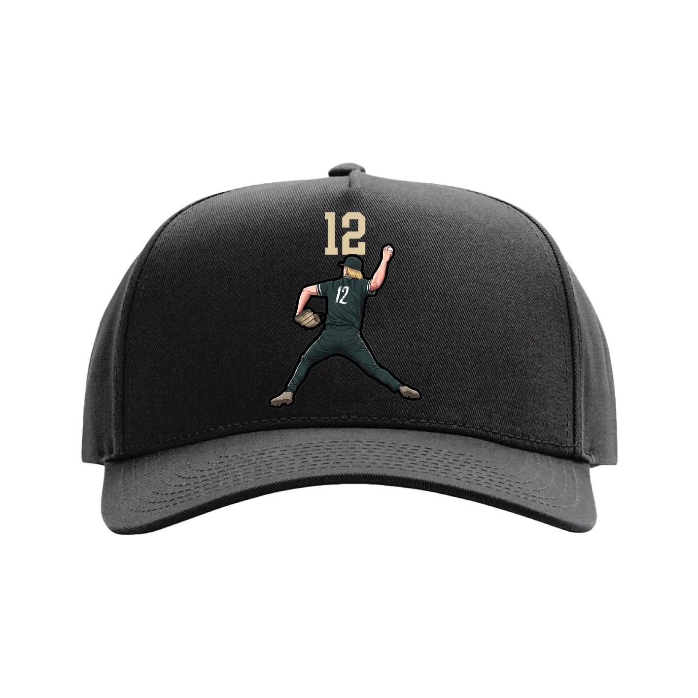 Full Fabric Five-Panel Champ Cap — Number Top in Black