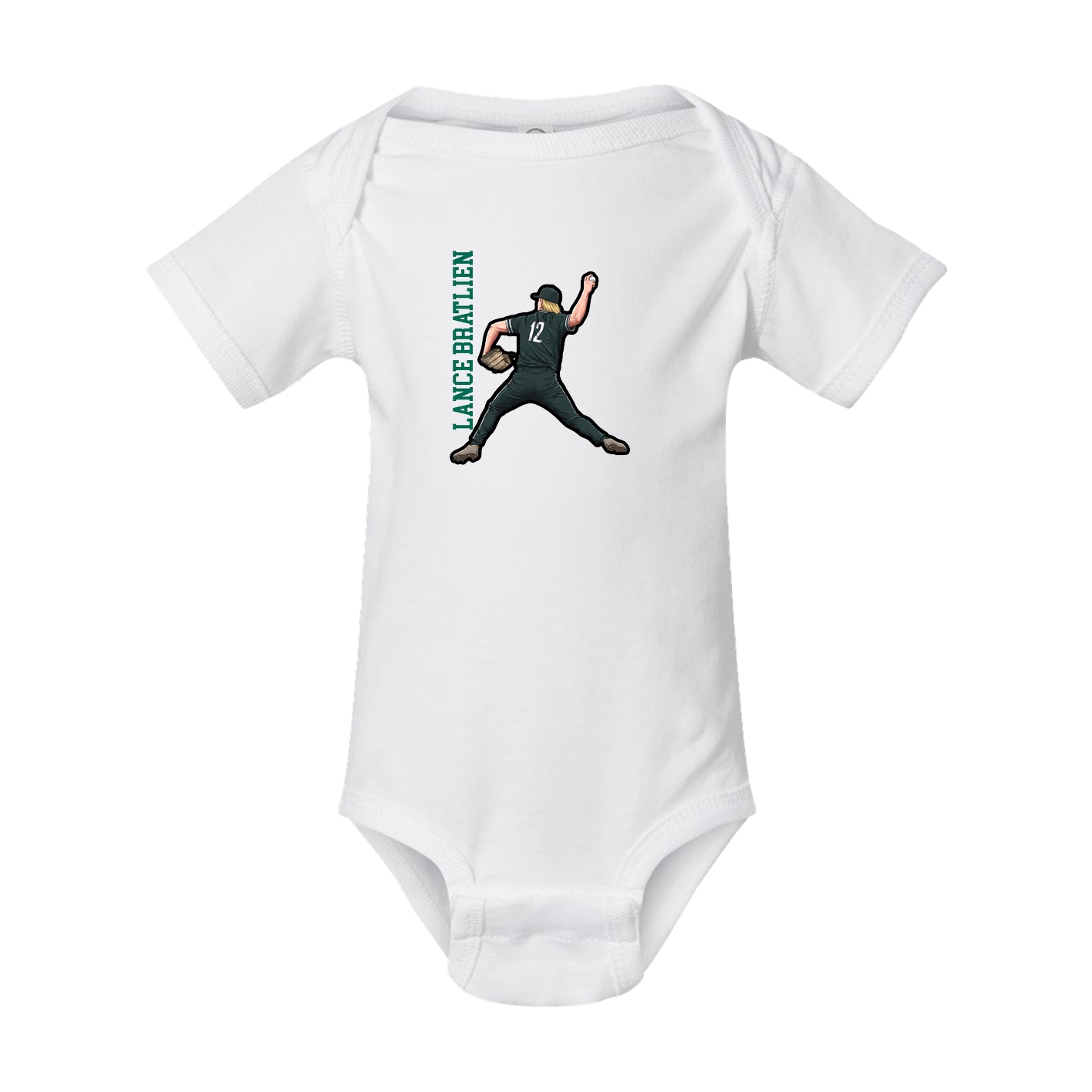 Baby Onesie — Name Vertical in White