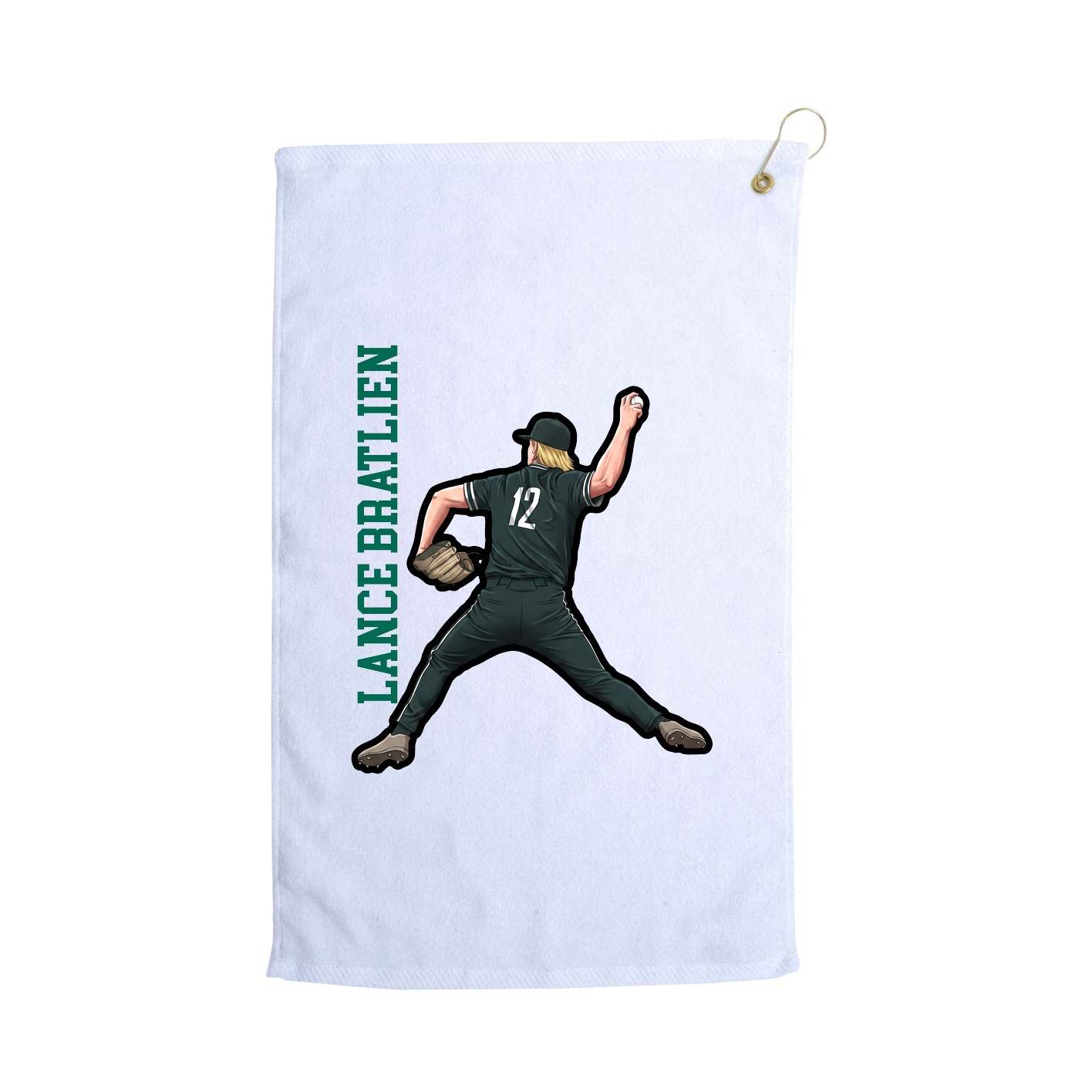 Golf Towel — Name Vertical in White